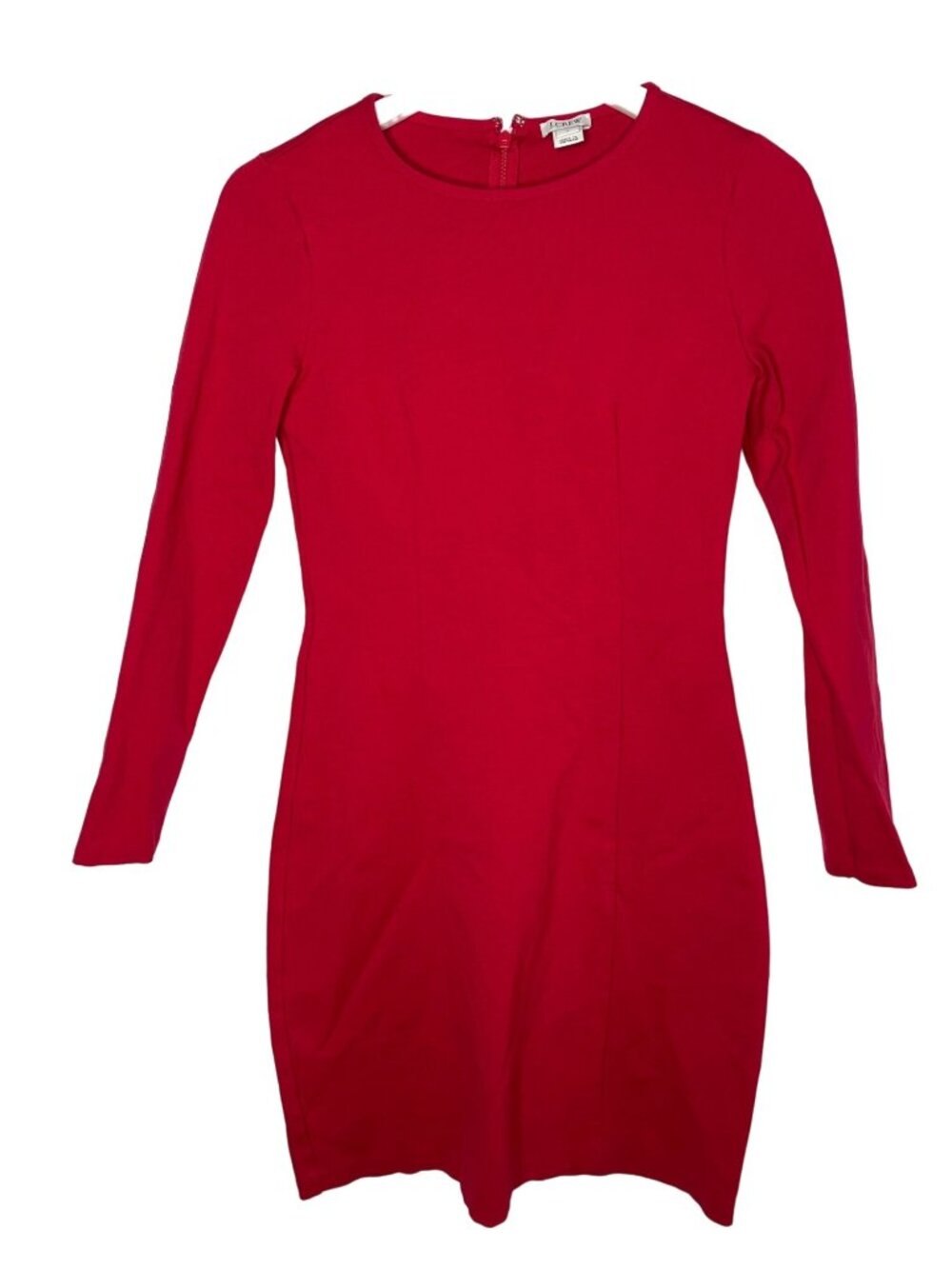 J Crew Red Sheath Dress Womens 0 Long Sleeve Stretch Knit Work Office
